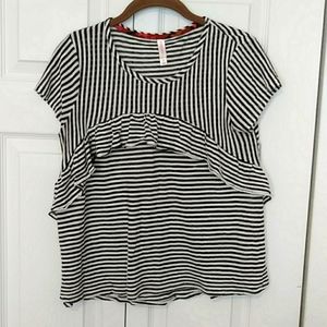 Xhilaration ruffle stripe tee